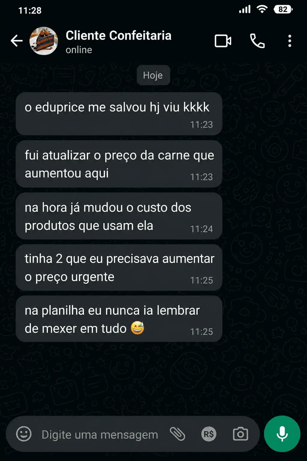 Conversa original no WhatsApp — Hamburgueria